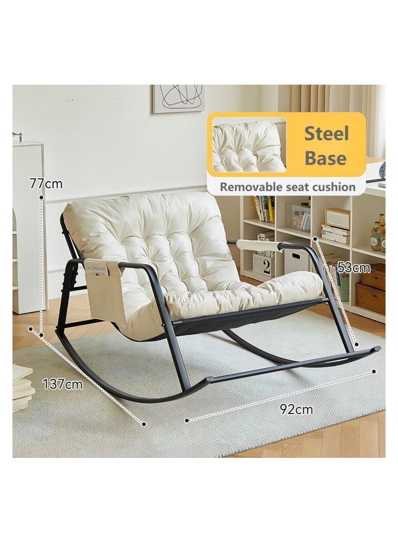Cool Baby Oversized Rocking Chair Casual Side Armchair Comfortable Lunch Break Chair Thick Technical Cloth Cushion Steel Legs Suitable for Living Room Bedroom and Balcony ZJJA124  - Image 4