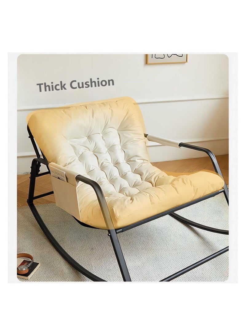 Cool Baby Oversized Rocking Chair Casual Side Armchair Comfortable Lunch Break Chair Thick Technical Cloth Cushion Steel Legs Suitable for Living Room Bedroom and Balcony ZJJA124  - Image 2