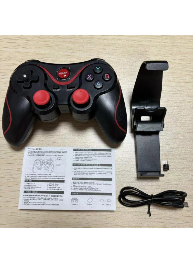 Wireless Bluetooth Game Controller T3 For Mobile Phone Android IOS Direct Connection Play Eat Chicken Handheld Gaming Device-Product Color:Handle (black) Bracket