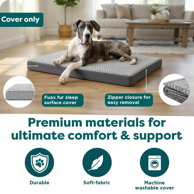 Furhaven Replacement Dog Bed Cover Ultra Plush Faux Fur & Suede Mattress, Machine Washable - Gray, Large - Image 5