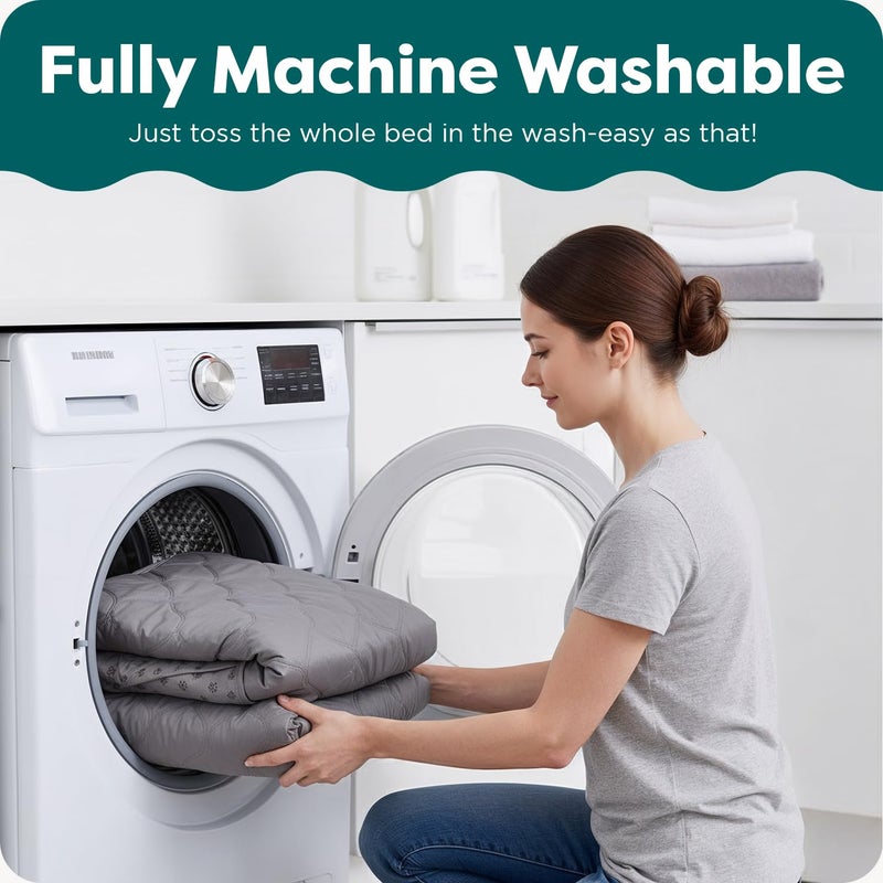 Furhaven Replacement Dog Bed Cover Ultra Plush Faux Fur & Suede Mattress, Machine Washable - Gray, Large - Image 4