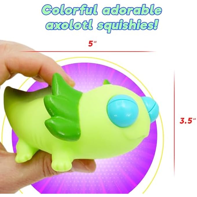 Ja-Ru Squeezy Pop-Eyes Axolotl Toy (4 Unit Assorted) Ugly Cute Squishy Animal Kids Toys for Boys and Girls. Smush Fidget Silly Stress Relief Axolotls Sensory Figure. 4747-4s - Image 5