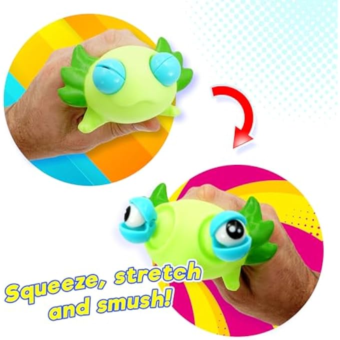 Ja-Ru Squeezy Pop-Eyes Axolotl Toy (4 Unit Assorted) Ugly Cute Squishy Animal Kids Toys for Boys and Girls. Smush Fidget Silly Stress Relief Axolotls Sensory Figure. 4747-4s - Image 3