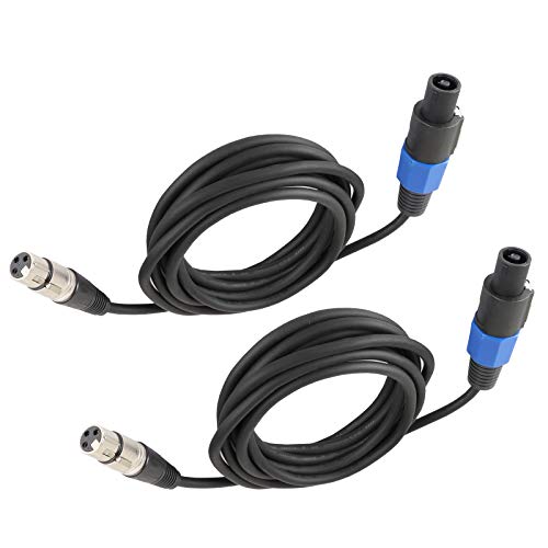 HBU Pack of 2 10 Feet SpeakOn to XLR Cables - 2pcs 10Ft. Audio Jack Speak-On Male to 3 Pole XLR Female Extension Cable - DJ PA Stage 3 Pin Microphone Wire with Twist Lock - Image 1
