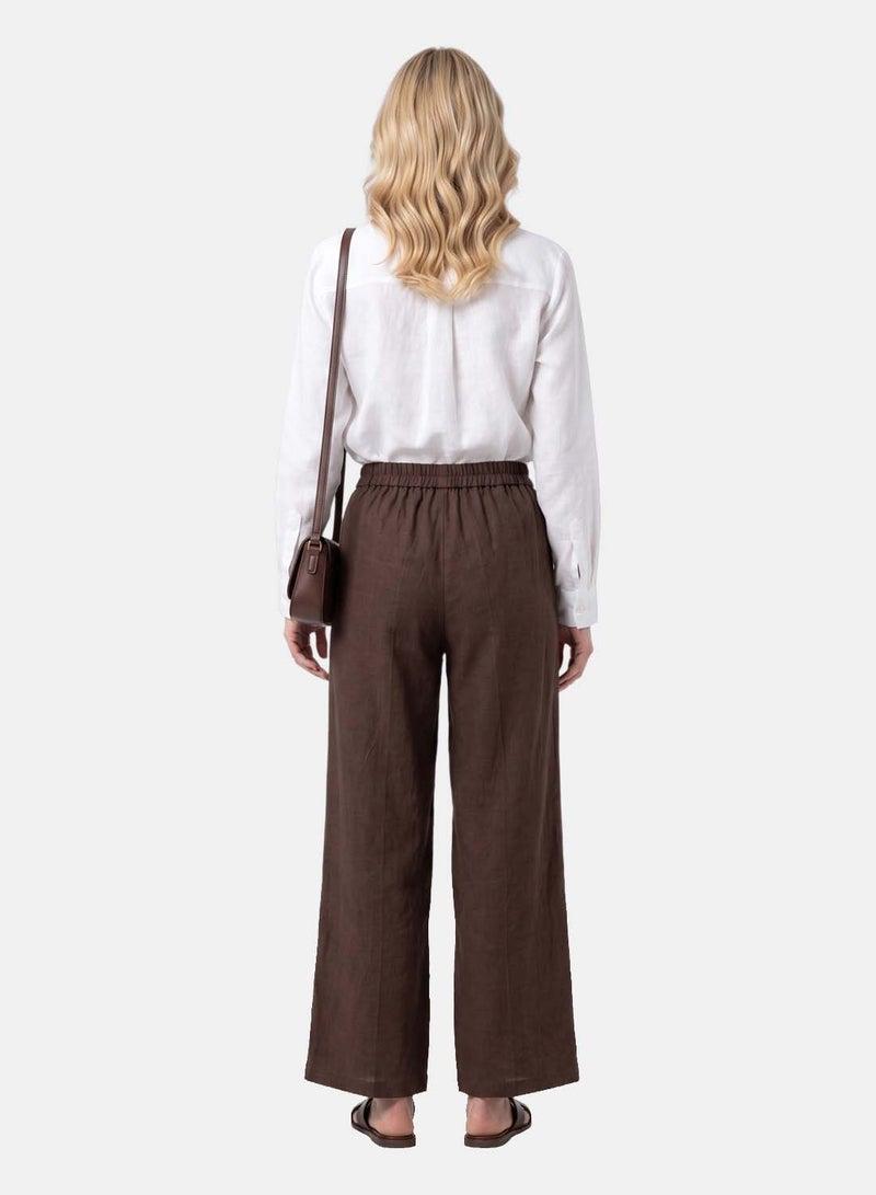 FOREVER 21 Women's Wide-Leg Linen Pants with Elastic Waist - Image 2