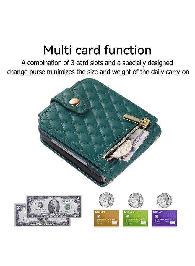 اس-توب جراب هاتف Samsung Galaxy Z Flip5 Crossbody Diamond Lattis مصنوع من الجلد القابل للطي - Image 3