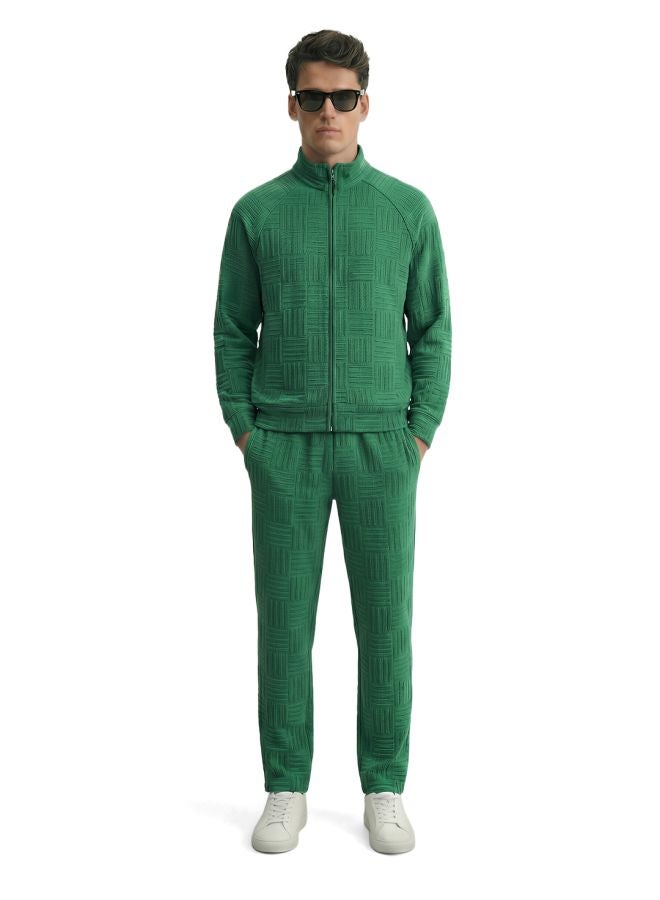 The Indian Garage Co Men Relaxed Fit Self Design High Neck Full Sleeves Mid-Rise Sweatshirt and Jogger Co-Ords Set - Image 1