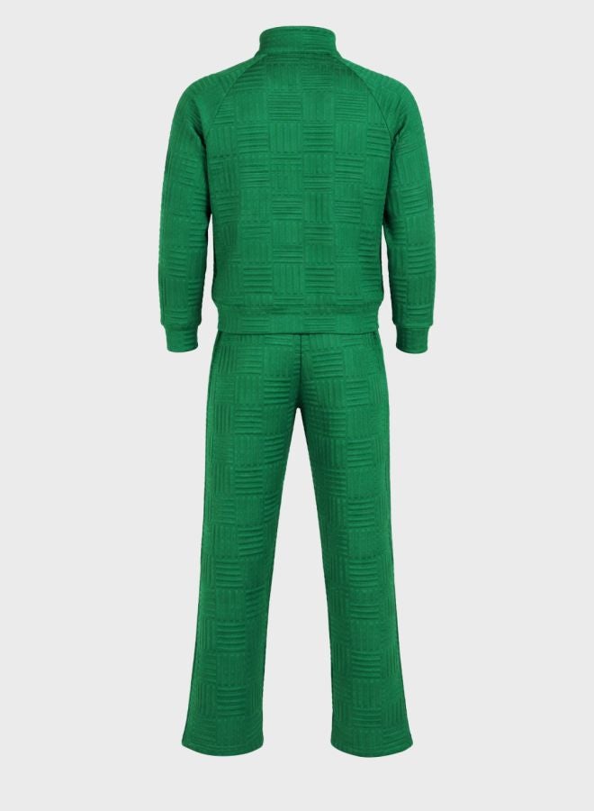 The Indian Garage Co Men Relaxed Fit Self Design High Neck Full Sleeves Mid-Rise Sweatshirt and Jogger Co-Ords Set - Image 4