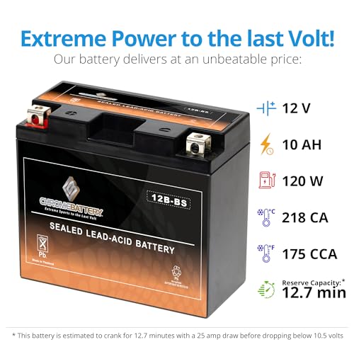 CB CHROMEBATTERY YTX12B-BS Maintenance-Free, 175 CCA, 12V 10Ah Battery Replacement for ATV, Motorcycle, Jet Skis, Scooter, UTV, and More - Nut and Bolt (T3) Terminal - Image 3