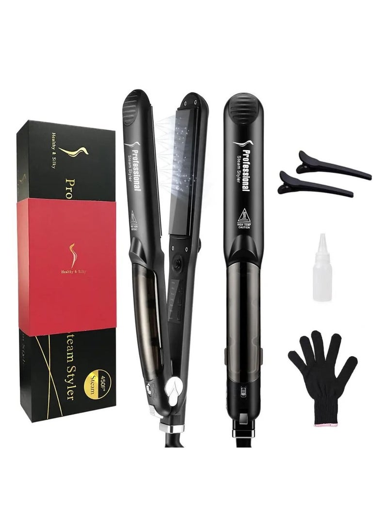 PROFESSIONAL - Professional Steam Hair Straightener Ceramic Vapor Hair Flat Iron Seam Fast Heating Tourmaline Curler Steamer Hair Styling Tool - Image 1