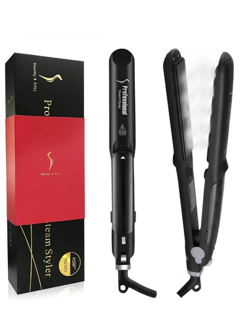 PROFESSIONAL - Professional Steam Hair Straightener Ceramic Vapor Hair Flat Iron Seam Fast Heating Tourmaline Curler Steamer Hair Styling Tool - Image 1