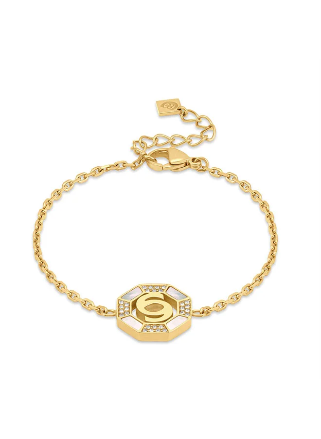 Lleana Gold Cutout C Logo MOP Bracelet for Women