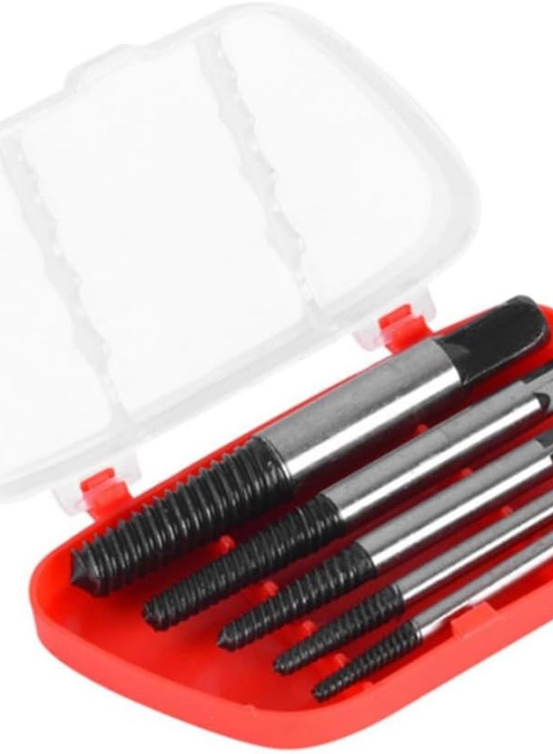 GGOOT 5 Pieces of Broken Screw Extractor Bit Set Carbon Steel Double-Sided Screw Pulling Center Bit Hardware Tools Black - Image 1