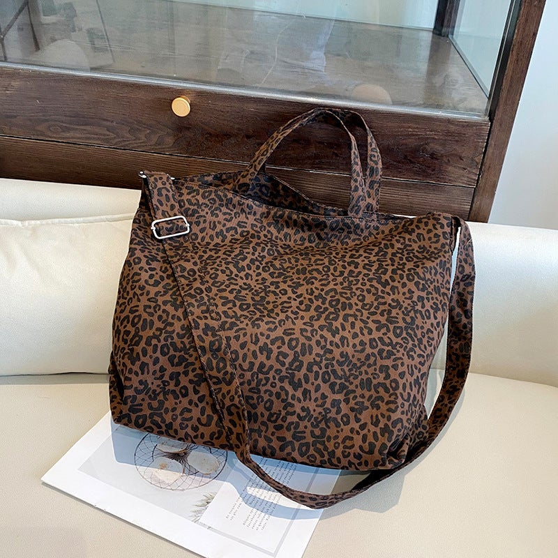 Export Women'S Bag Leopard Print Crossbody Bag Fashion Women'S Handbag Canvas Large Capacity Tote Bag - Image 1