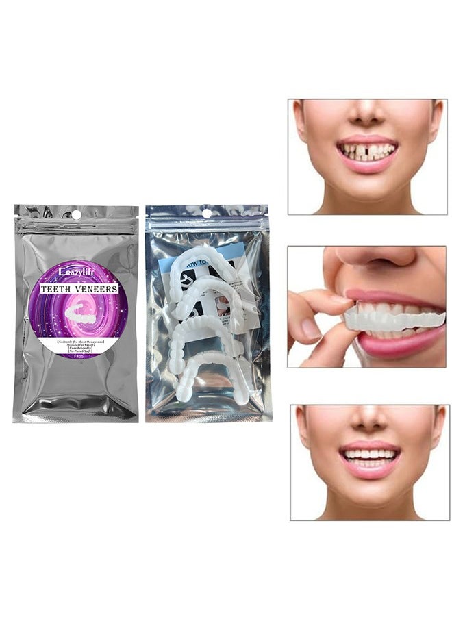 Crazylife Simulated Dentures for Upper and Lower Teeth, Silicone Non-Porous Braces, Denture Decoration, Natural and Comfortable, Protect Your Teeth and Restore a Confident Smile, for Men and Women  - Image 4