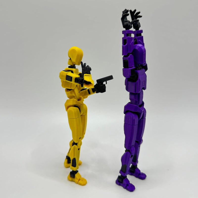 QAONIE 3D Printed 5.54-inch Multi-Jointed Action Figures Dummy13, Full Body Mechanical Movable Toy, Multiple Accessories, Hand Painted Figure, Desk Decoration, Creative Gifts (Bright Yellow) - Image 3