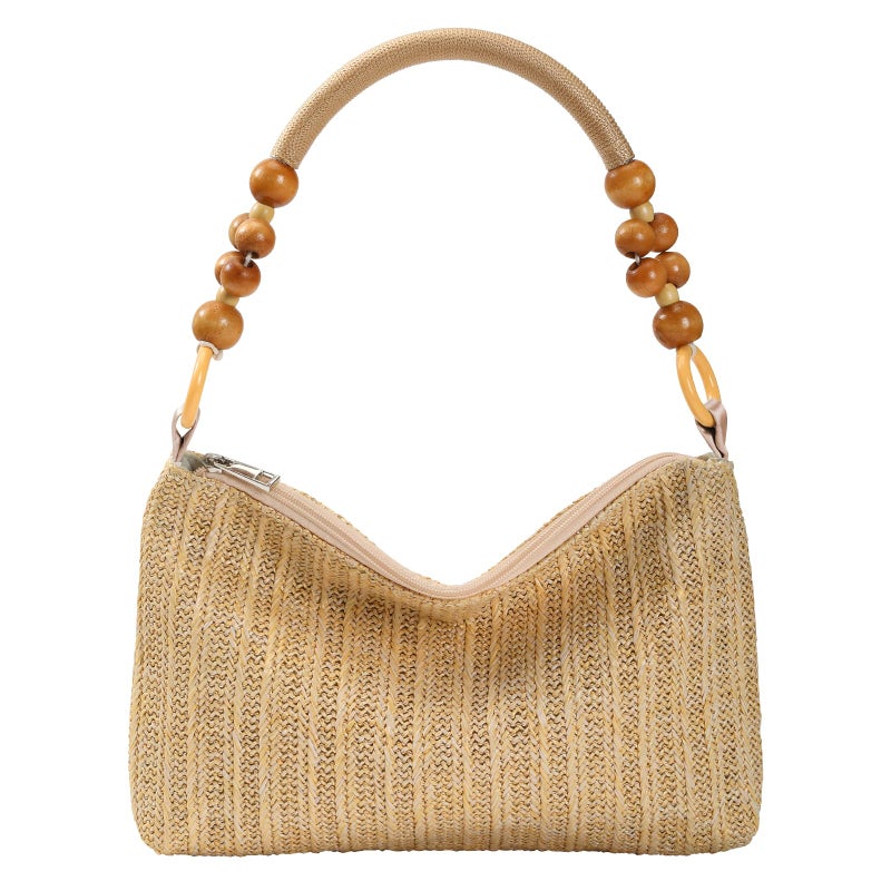 wocharm Straw Beach Bag for Women Shoulder Bag Straw Purse, Women Summer Handbag(Beige) - Image 1