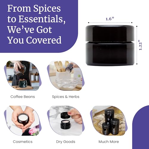 Infinity Jars Classic Black Glass Jar 15 ml (0.5 fl oz) Ultraviolet Airtight Smell Proof, Refillable Screw Top Container for Long-Term Storage of Coffee, Spices, Tea, Dried Goods, Kitchen Jar - Image 4