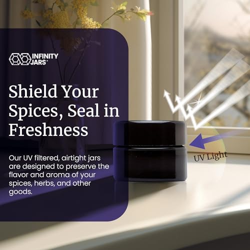 Infinity Jars Classic Black Glass Jar 15 ml (0.5 fl oz) Ultraviolet Airtight Smell Proof, Refillable Screw Top Container for Long-Term Storage of Coffee, Spices, Tea, Dried Goods, Kitchen Jar - Image 5