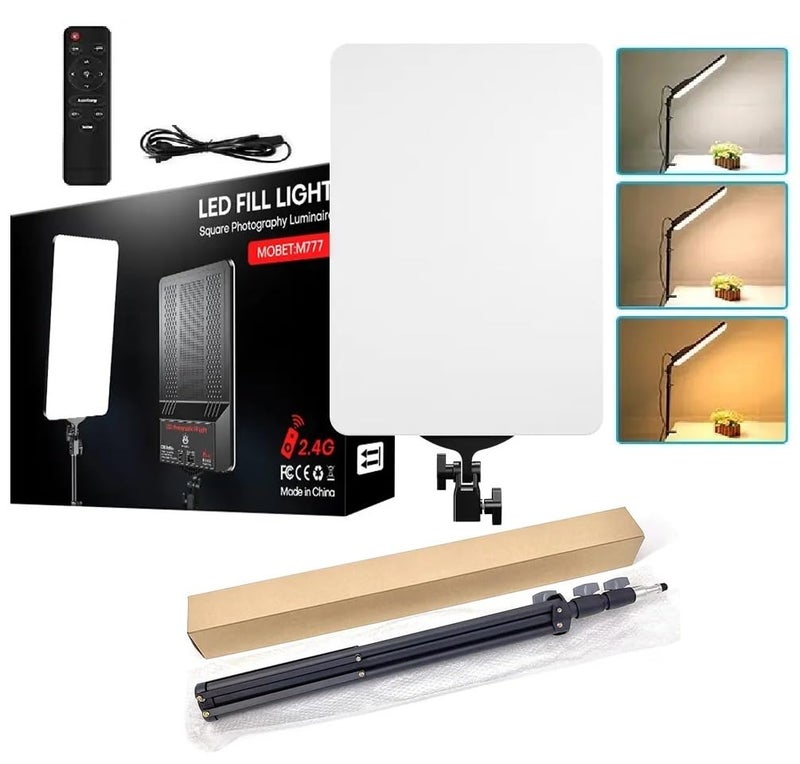 FKU 19inch LED Video Light Panel 2700K-6500K Photo Studio Lamp,Super Clamp + E Brecket Remote and 7FEET Tripod Stand Flash [19 Inch Light + 7 Feet Stand Flash (19 INCH + 7 FEET) - Image 3