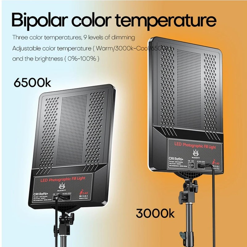 FKU 19inch LED Video Light Panel 2700K-6500K Photo Studio Lamp,Super Clamp + E Brecket Remote and 7FEET Tripod Stand Flash [19 Inch Light + 7 Feet Stand Flash (19 INCH + 7 FEET) - Image 2