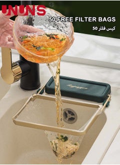 UNUNS Kitchen Sink Drain Basket,Flipped Holder Sink Strainer Basket,Multi-function Disposable Garbage Drainage Grid With 50 Filters  - Image 1