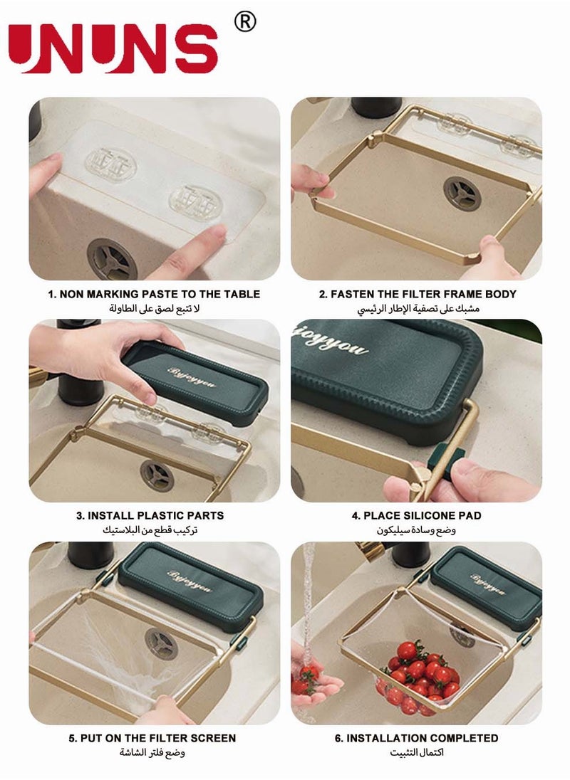 Kitchen Sink Drain Basket,Flipped Holder Sink Strainer Basket,Multi-function Disposable Garbage Drainage Grid With 50 Filters