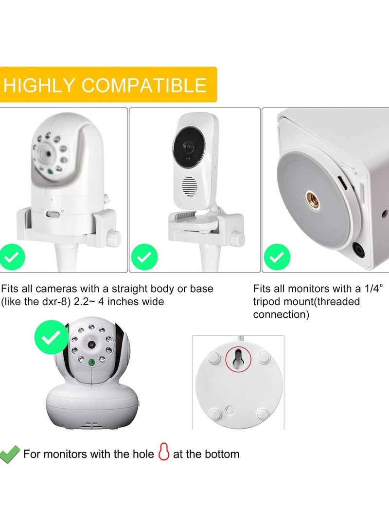 مرحبا بيبي حامل جهاز مراقبة الطفل العام، حامل مثالي لجهاز مراقبة الطفل، حامل لجهاز مراقبة الطفل بفتحة ملولبة مقاس 1/4 بوصة (أبيض) - Image 2