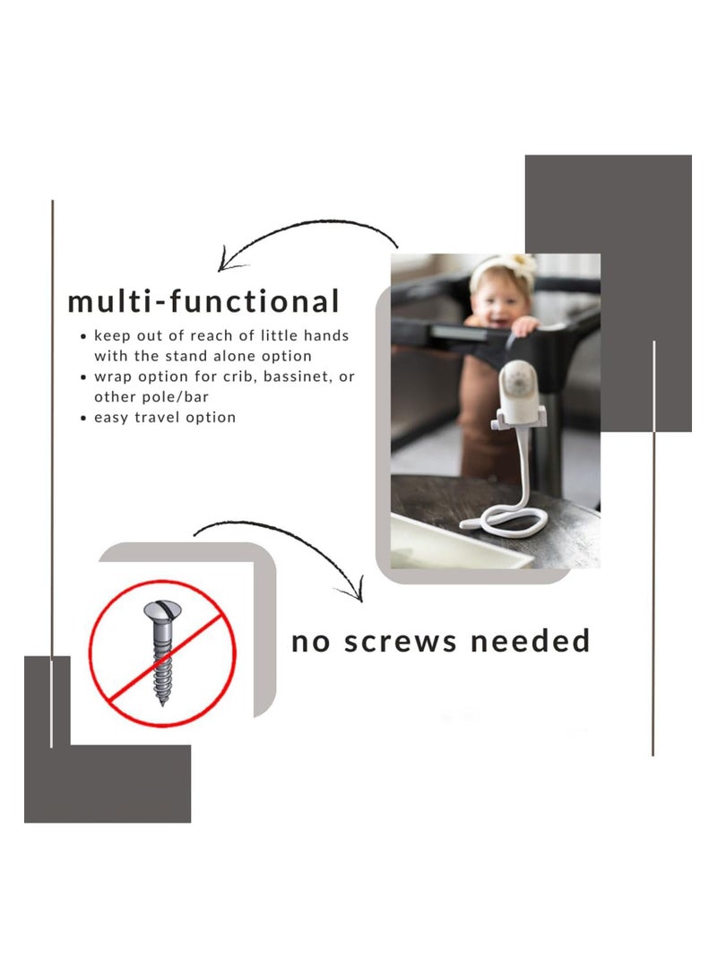 مرحبا بيبي حامل جهاز مراقبة الطفل العام، حامل مثالي لجهاز مراقبة الطفل، حامل لجهاز مراقبة الطفل بفتحة ملولبة مقاس 1/4 بوصة (أبيض) - Image 5