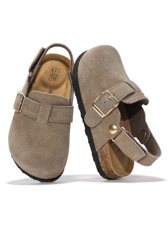 Project Cloud Mini Clogs for Kids - Memory Foam Unisex and Non-Slip Kids Clogs & Mules - Water Resistant Boys & Girls Sandals with Cork Footbed & Arch Support, Taupe, 5 Big Kid - Image 1