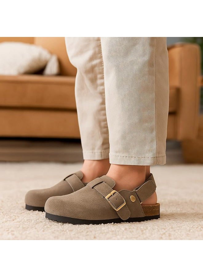 Project Cloud Mini Clogs for Kids - Memory Foam Unisex and Non-Slip Kids Clogs & Mules - Water Resistant Boys & Girls Sandals with Cork Footbed & Arch Support, Taupe, 5 Big Kid - Image 2