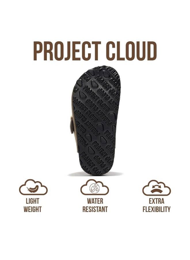 Project Cloud Mini Clogs for Kids - Memory Foam Unisex and Non-Slip Kids Clogs & Mules - Water Resistant Boys & Girls Sandals with Cork Footbed & Arch Support, Taupe, 5 Big Kid - Image 5