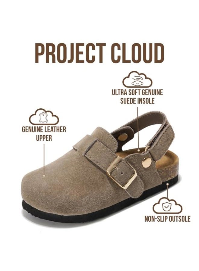 Project Cloud Mini Clogs for Kids - Memory Foam Unisex and Non-Slip Kids Clogs & Mules - Water Resistant Boys & Girls Sandals with Cork Footbed & Arch Support, Taupe, 5 Big Kid - Image 3