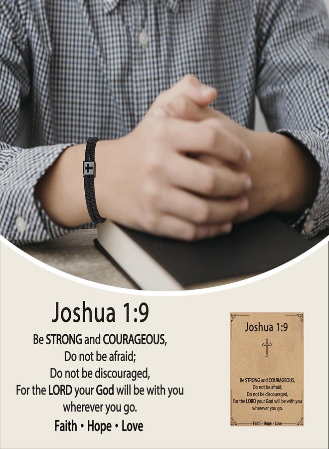 VULETO Easter Basket Stuffers for Boys Kids Men, Rope Cross Bracelet Jesus Christian Baptism Religious Birthday Jewelry Gifts for Teen Teenage Teens Him Son Age 8-12 First Communion Confirmation Joshua 1:9 Stuff Things - Image 5