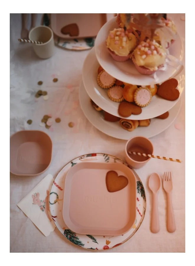 mushie Set Of 2 Square Dinner Plates - Cloud
