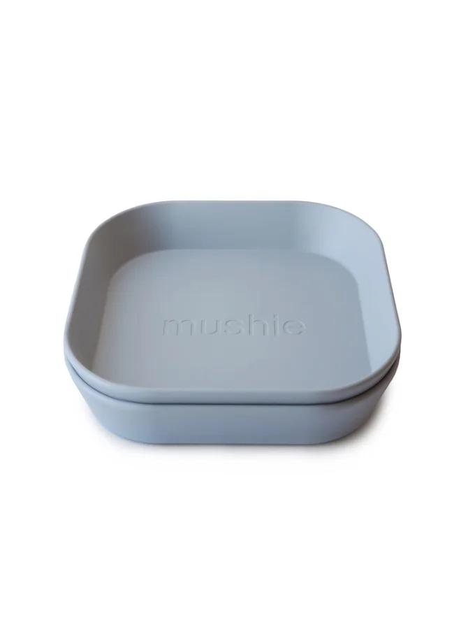 mushie Set Of 2 Square Dinner Plates - Cloud