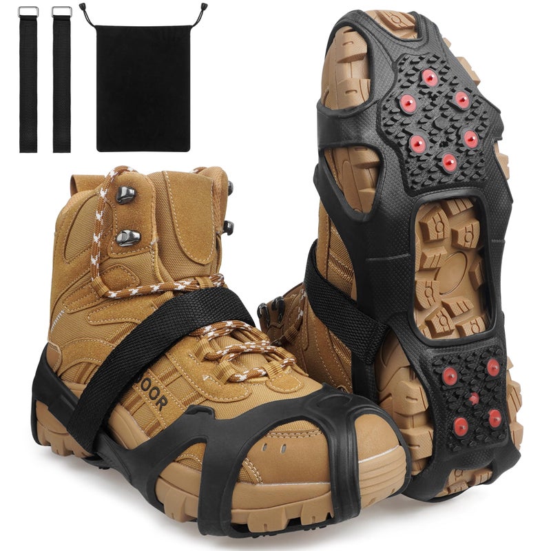 FUSIGO Tungsten Crampons Ice Cleats for Shoes and Boots Non-Slip Shoe Grippers with Reflective Heel Traction Cleats for Walking on Snow Ice M - Image 1