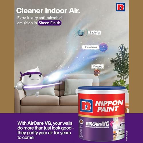 Nippon Paint AirCare VG Interior Emulsion Paint(1L, White, Sheen Finish)-Safe Paint for Kids, Pregnant women & Allergic People w/Formaldehyde Absorbing Technology-For Home, Kids, Living Room-1 Ltr - Image 3