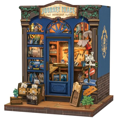 Fsolis Book Nook Kit DIY Miniature Scene House Kit for Adults and Beginners Tiny House Mini Bookshop Model Bookshelf 3D Puzzles Nook Decor Gifts for Women Teenagers Journey Trace Bookshop - Image 1