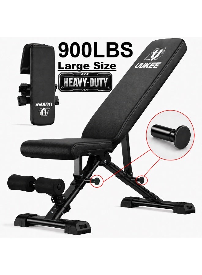 UUKEE Adjustable Weight Bench, 900LBS Heavy Duty Workout Bench for Home Gym, LargeSize Foldable Incline Decline Flat Bench Press, Multi-Position Strength Training Bench - Image 1