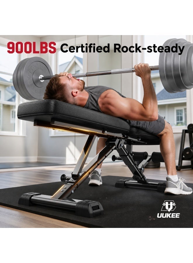 UUKEE Adjustable Weight Bench, 900LBS Heavy Duty Workout Bench for Home Gym, LargeSize Foldable Incline Decline Flat Bench Press, Multi-Position Strength Training Bench - Image 4