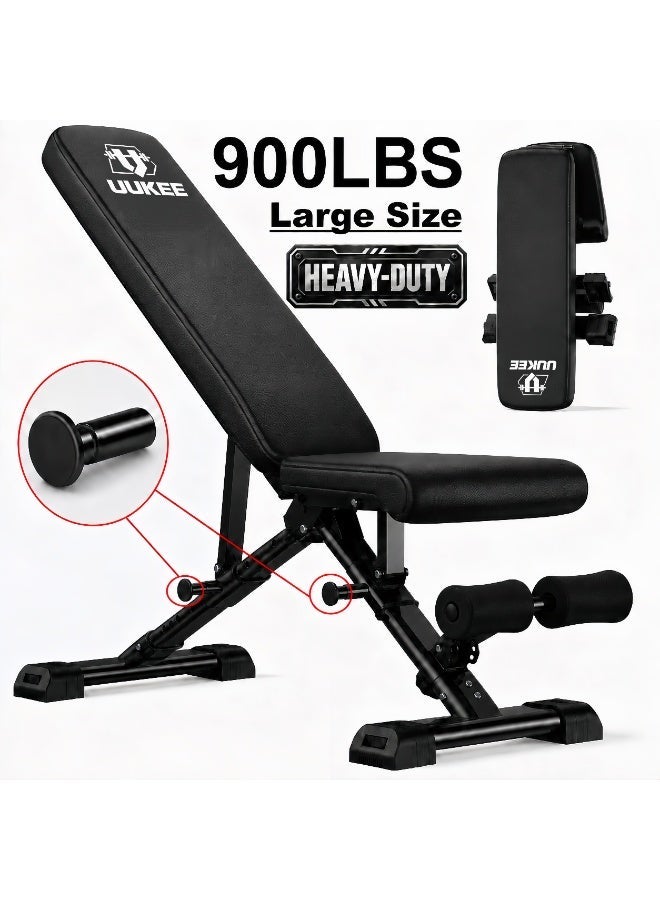 UUKEE Adjustable Weight Bench, 900LBS Heavy Duty Workout Bench for Home Gym, LargeSize Foldable Incline Decline Flat Bench Press, Multi-Position Strength Training Bench - Image 1