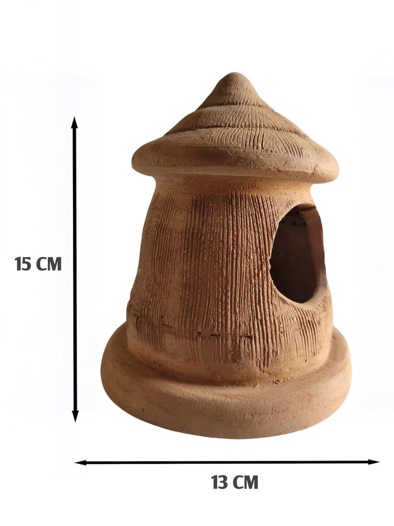 RUKDA Terracotta Aquarium Decoration – Fish Tank Cave Shelter, Ideal Breeding Hideout for Betta Fish, Shrimp, Goldfish, and Small Reptiles – Eco-Friendly & Safe (EarthNest Hut) - Image 3