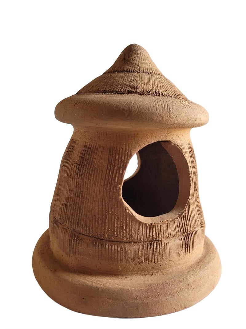 RUKDA Terracotta Aquarium Decoration – Fish Tank Cave Shelter, Ideal Breeding Hideout for Betta Fish, Shrimp, Goldfish, and Small Reptiles – Eco-Friendly & Safe (EarthNest Hut) - Image 2