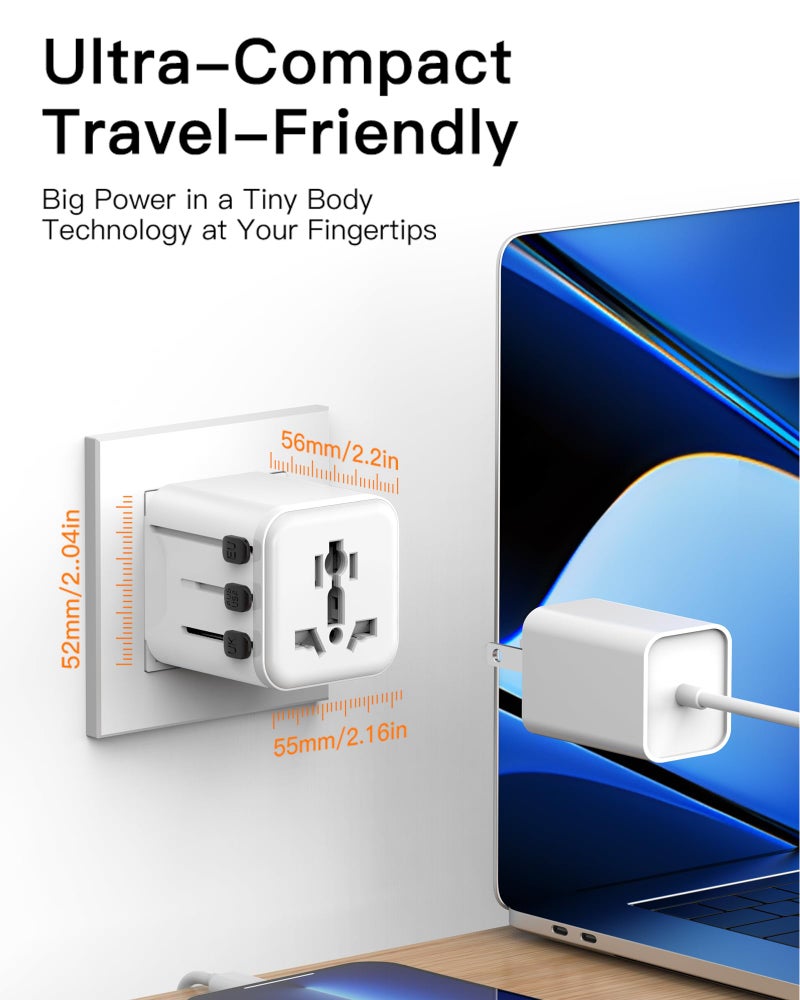 URJD Universal Travel Socket Adapter 2500W – 9-in-1 Multi Plug for India & Abroad | Works with US UK EU AUS | Safe & Durable Travel Charge, 100-250 Voltage, Worldwide Travel Plug for Mobile, Camera - Image 5