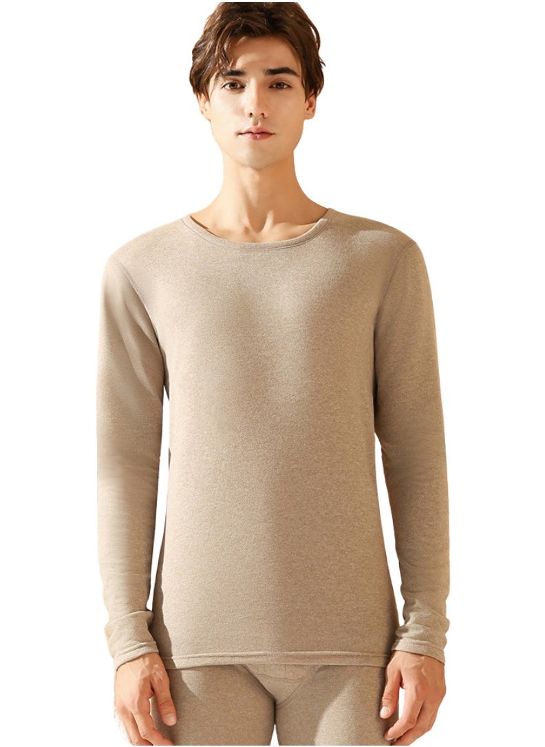 Remy Belle - Thermal Underwear Set for Men Fleece Lined Base Layer Set for Cold Weather Beige Large - Image 1