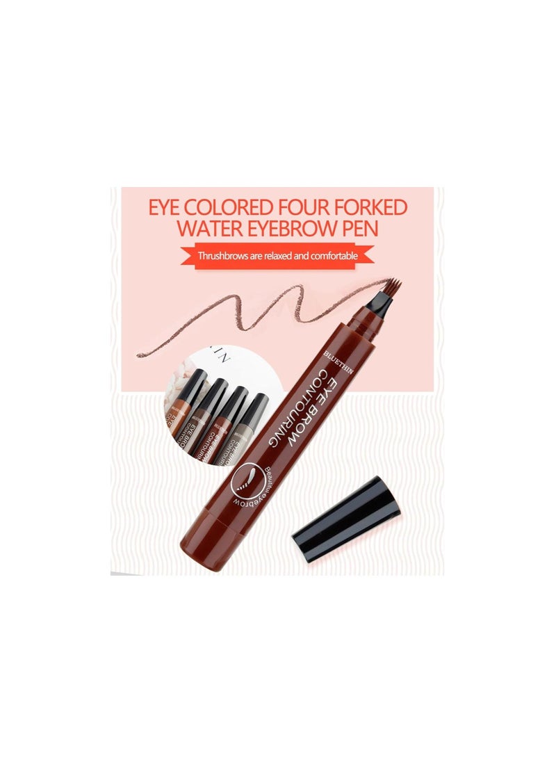 silvercnc - Magic Eyebrow Pencil, Waterproof Microblading Eyebrow Pencil Contouring Pen, 3D Microblading Eyebrow Pencil, 4 Tipped Precise Brow Pen, Fine Stroke Microblading Eyebrow Pencil (Reddish Brown) - Image 1