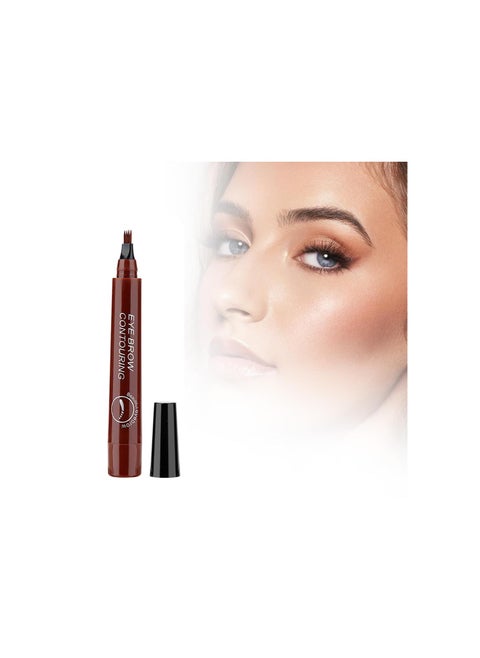 Magic Eyebrow Pencil, Waterproof Microblading Eyebrow Pencil Contouring Pen, 3D Microblading Eyebrow Pencil, 4 Tipped Precise Brow Pen, Fine Stroke Microblading Eyebrow Pencil (Reddish Brown)