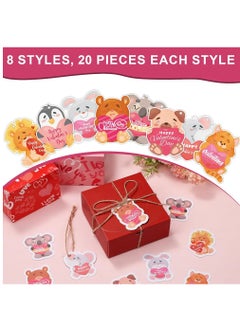 Generic 160pcs Valentine's Day Gift Tags, 8 Styles Cute Animal Gift Tags Labels Double Sided Valentines Tags Hanging Paper Ornaments for Kids Party Favors Gift Wrapping, with 95ft Rope  - Image 3