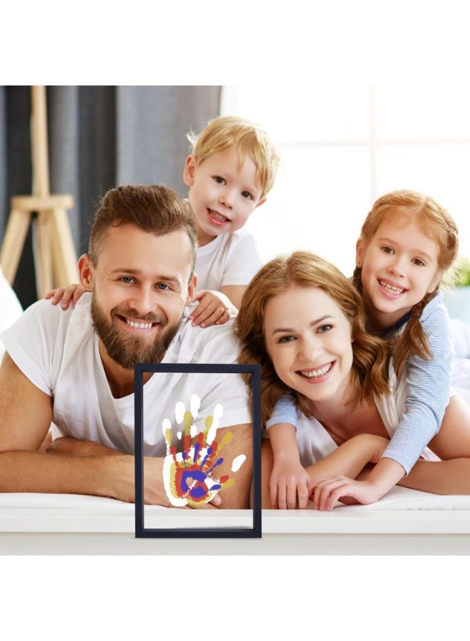 مجموعة بصمات الأيدي العائلية، إطار خشبي للأعمال اليدوية، مجموعة هدايا لا نهائية، ألوان غير سامة، أوراق شفافة (سوداء) - Image 4